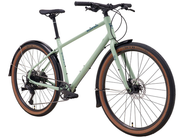 2025 Kona Dew Deluxe Hybrid Bike in Green
