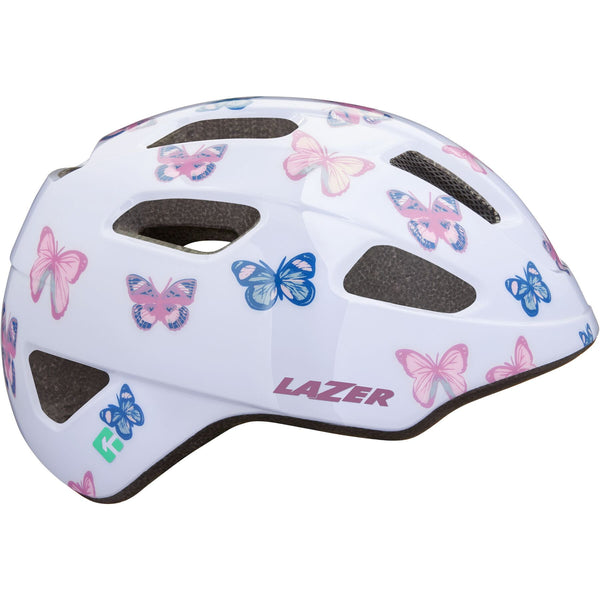 Lazer NutZ 2.0 KinetiCore Kids Bicycle Helmet in White with Butterflies