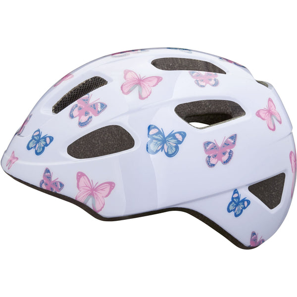 Lazer NutZ 2.0 KinetiCore Kids Bicycle Helmet in White with Butterflies