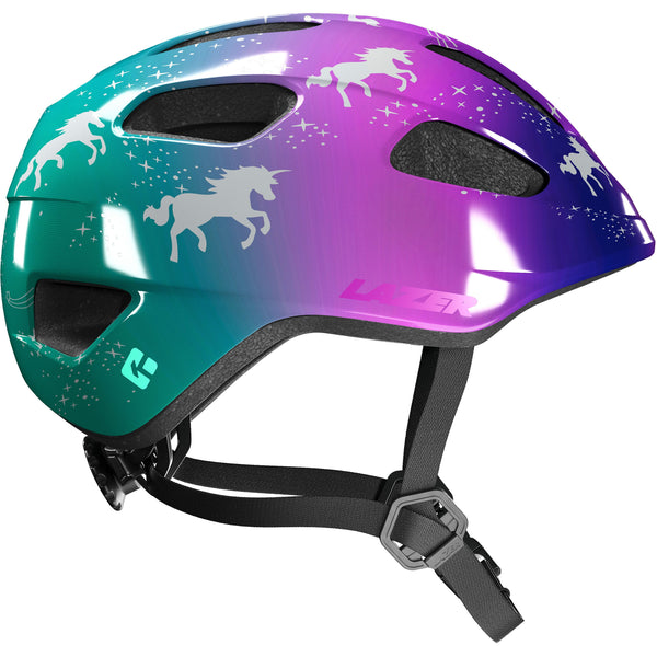 Lazer NutZ 2.0 KinetiCore Kids Bicycle Helmet in Purple/Turquoise Sparkle