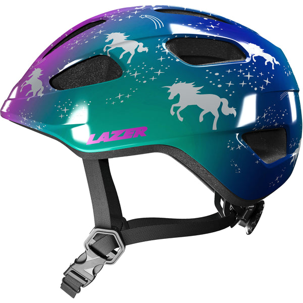 Lazer NutZ 2.0 KinetiCore Kids Bicycle Helmet in Purple/Turquoise Sparkle