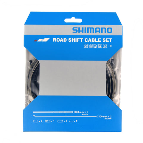 Shimano Road Gear Cable Set, Stainless Steel Inner Wire, Black